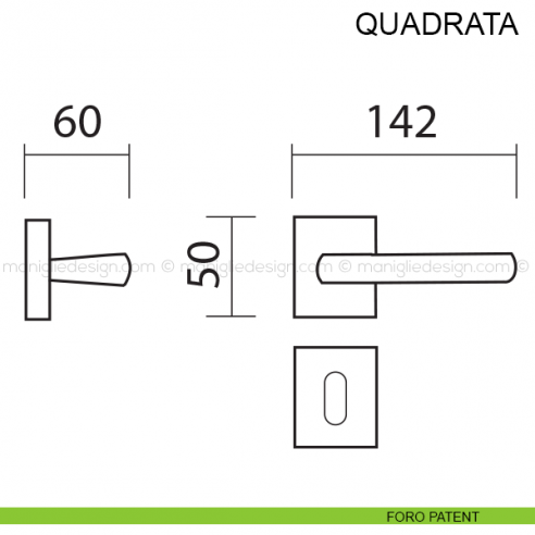 Maniglia per porta Quadrata Pasini foro patent