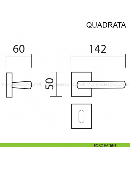 Maniglia per porta Quadrata Pasini foro patent