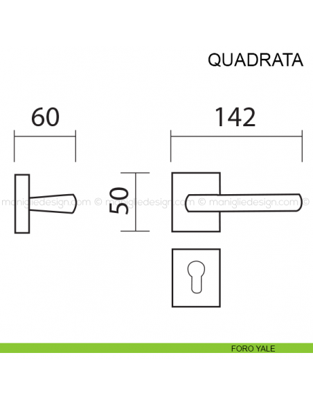 Maniglia per porta Quadrata Pasini foro yale