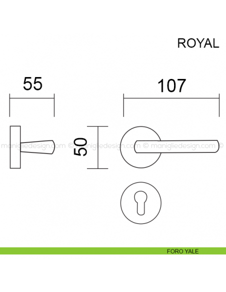 Maniglia per porta Royal Pasini foro yale
