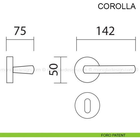 Maniglia per porta Corolla Pasini foro patent