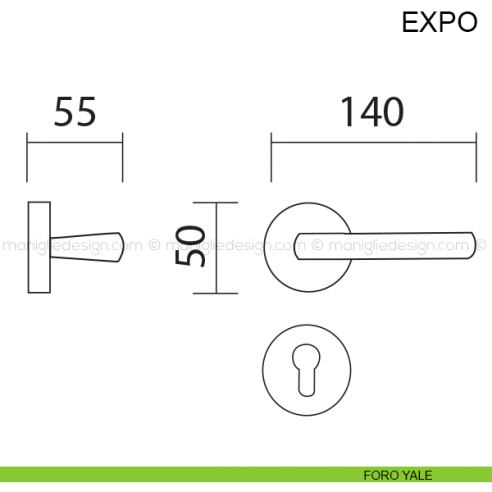 Maniglia per porta Expo Pasini foro yale