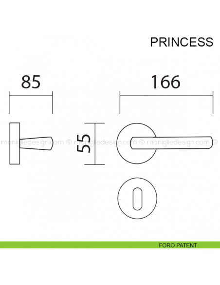 Maniglia per porta Princess Pasini foro patent