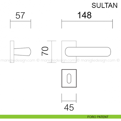 Maniglia per porta Sultan Pasini foro patent