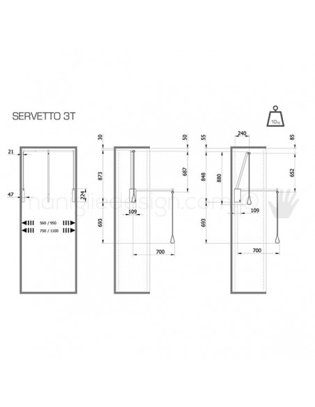Servetto 3T per armadio disegno tecnico