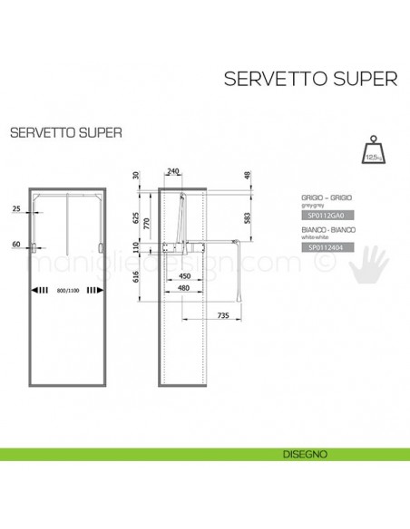 Servetto Super per armadio disegno tecnico