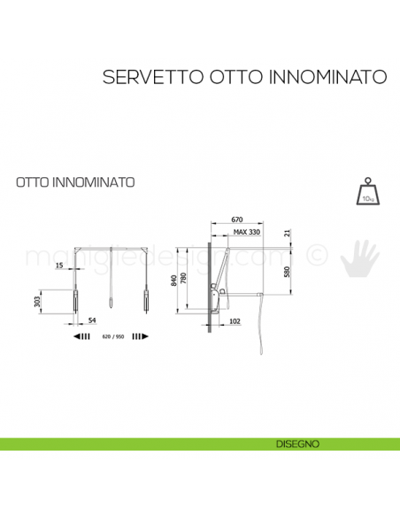 Servetto Otto Innominato per cabina armadio disegno tecnico