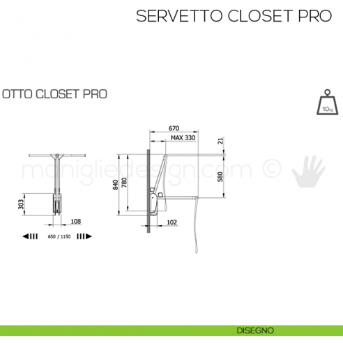 Servetto Otto Closet Pro per cabina armadio disegno