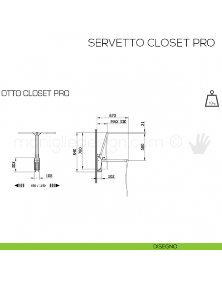 Servetto Otto Closet Pro per cabina armadio disegno