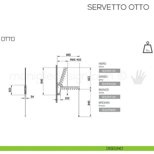 Servetto Otto per cabina armadio disegno