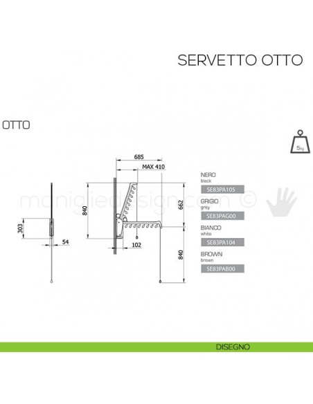 Servetto Otto per cabina armadio disegno