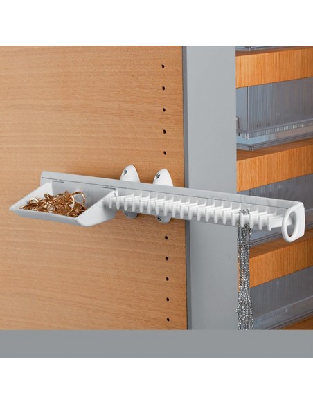 Portacravatte estraibile con vaschetta Servetto per armadio 20 ganci