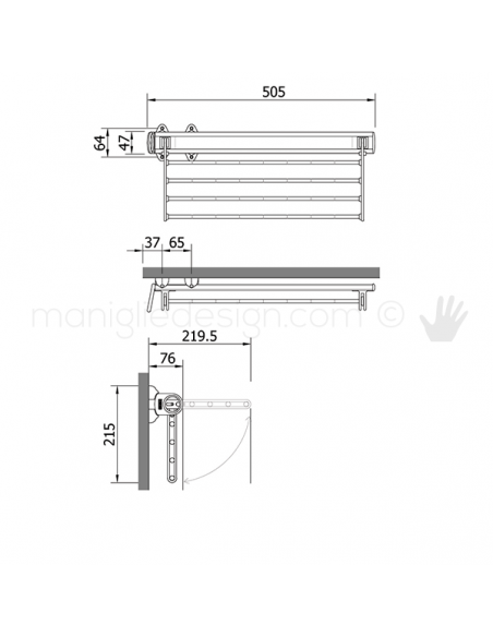 Cestello estraibile pieghevole Servetto per armadio disegno