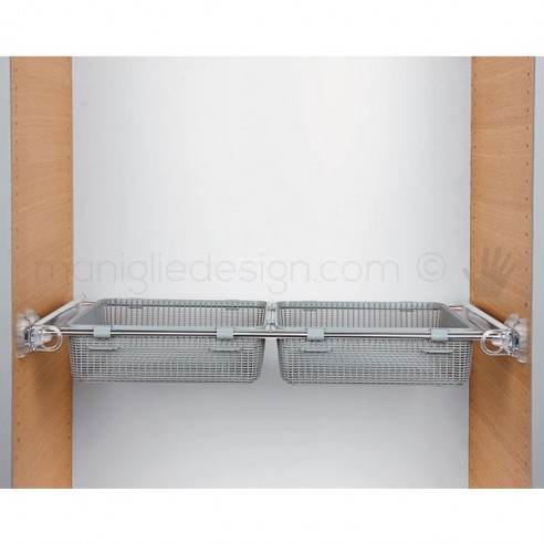 Doppio cassetto estensibile estraiblle Servetto Twin per armadio grigio alluminio lucido