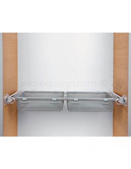 Doppio cassetto estensibile estraiblle Servetto Twin per armadio grigio alluminio lucido