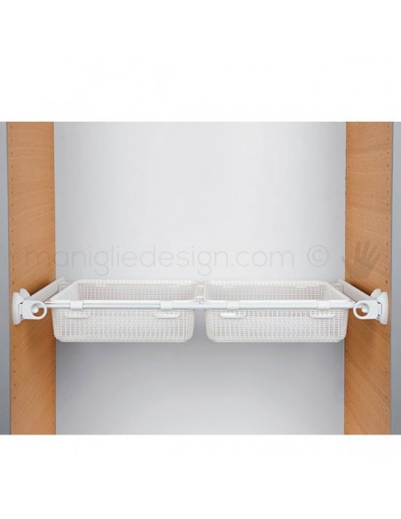 Doppio cassetto estensibile estraiblle Servetto Twin per armadio bianco bianco