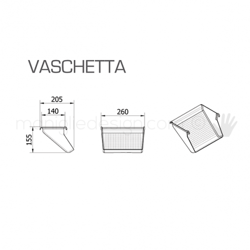 Vaschetta portascarpe-portaoggetti Servetto Plus disegno