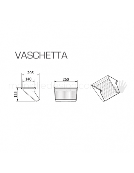 Vaschetta portascarpe-portaoggetti Servetto Plus disegno