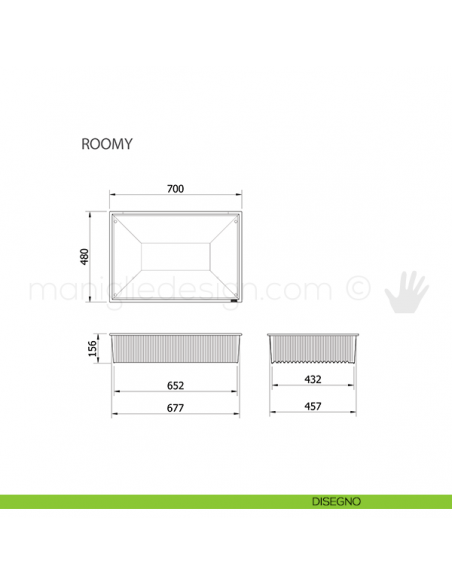 Cassetto senza coperchio Servetto Roomy policarbonato disegno