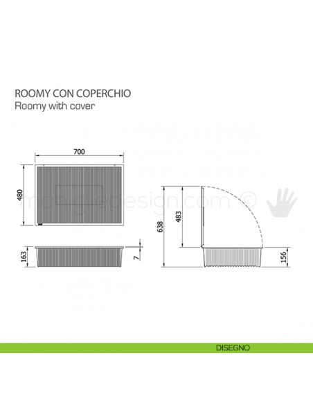 Cassetto con coperchio Servetto Roomy policarbonato disegno