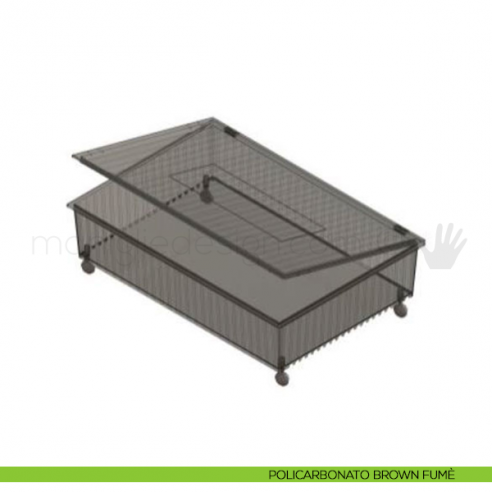 Cassetto con coperchio e ruote Servetto Roomy policarbonato brown fumè