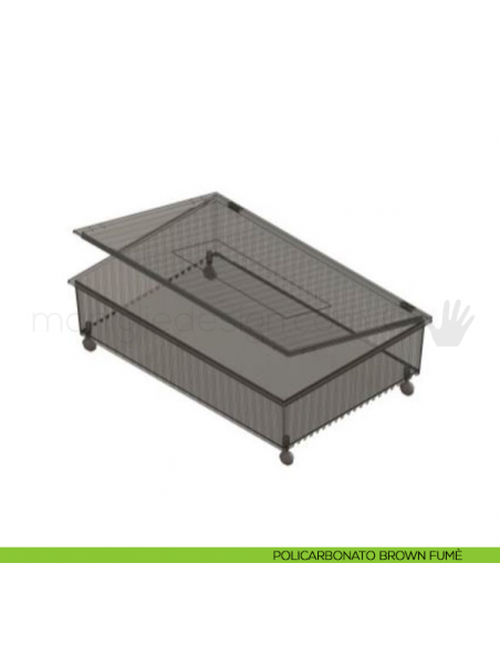 Cassetto con coperchio e ruote Servetto Roomy policarbonato brown fumè