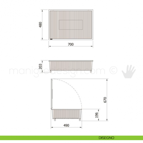 Cassetto con coperchio e ruote Servetto Roomy disegno