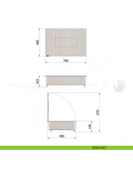 Cassetto con coperchio e ruote Servetto Roomy disegno