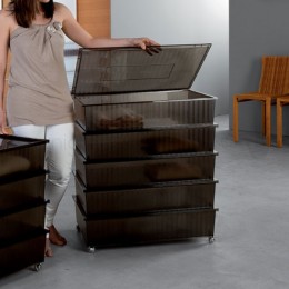 Set 5 Cassetti sovrapposti con coperchio e ruote Servetto Roomy