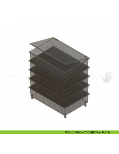 Set 5 Cassetti sovrapposti con coperchio e ruote Servetto Roomy policarbonato brown fumè