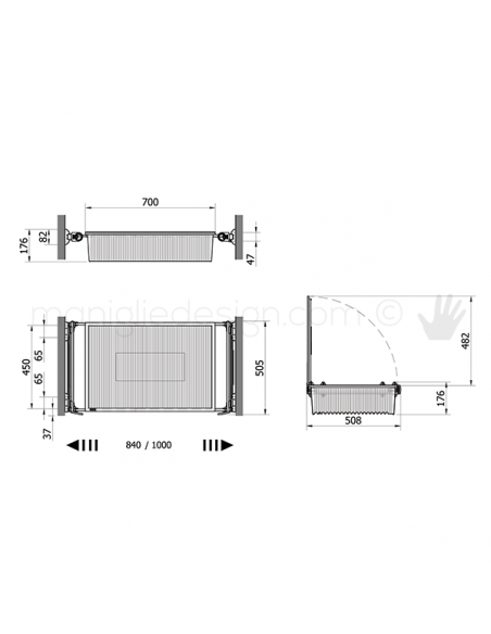 Cassetto con coperchio e telaio con 2 tubi Servetto Roomy per armadio disegno