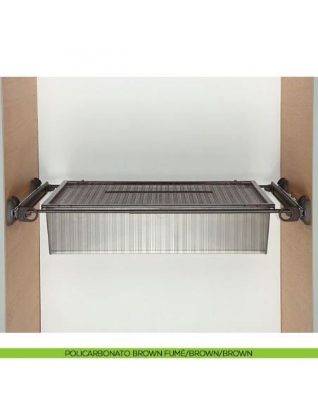 Cassetto con telaio 2 tubi Servetto Roomy per armadio policarbonato brown fumè/brown/brown
