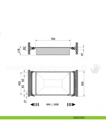 Cassetto con telaio 2 tubi Servetto Roomy per armadio disegno
