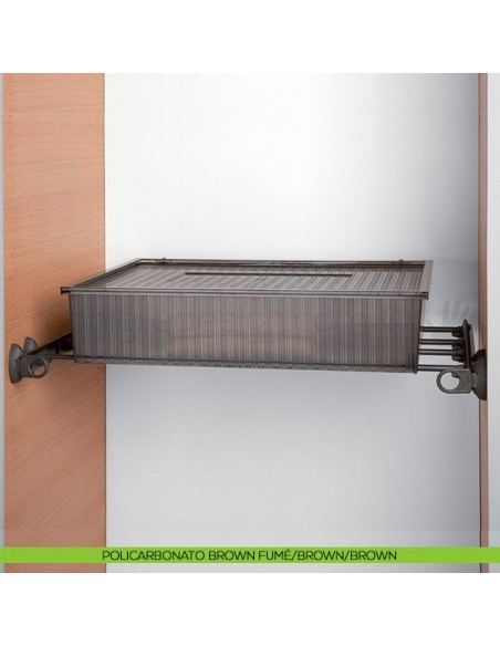Cassetto senza coperchio con telaio Plus Servetto Roomy per armadio policarbonato brown fumè brown brown
