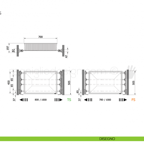 Cassetto senza coperchio con telaio Plus Servetto Roomy per armadio disegno