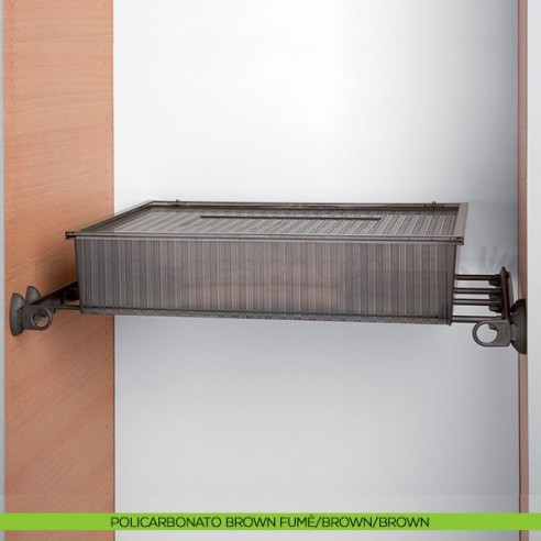 Cassetto con coperchio con telaio Plus Servetto Roomy per armadio policarbonato brown fumè brown brown