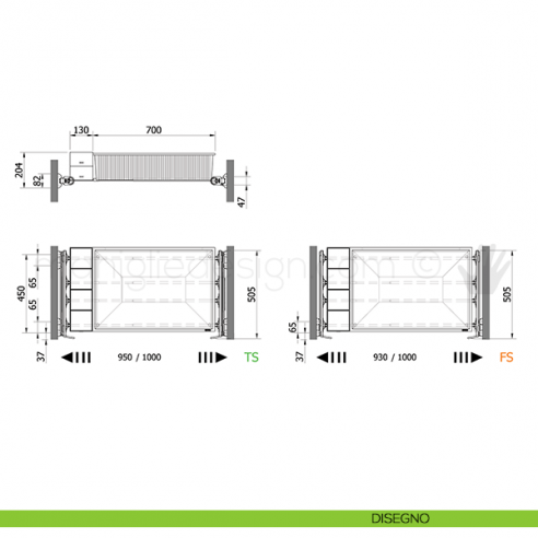 Cassetto senza coperchio con telaio Plus e 2 Jolly Servetto Roomy disegno