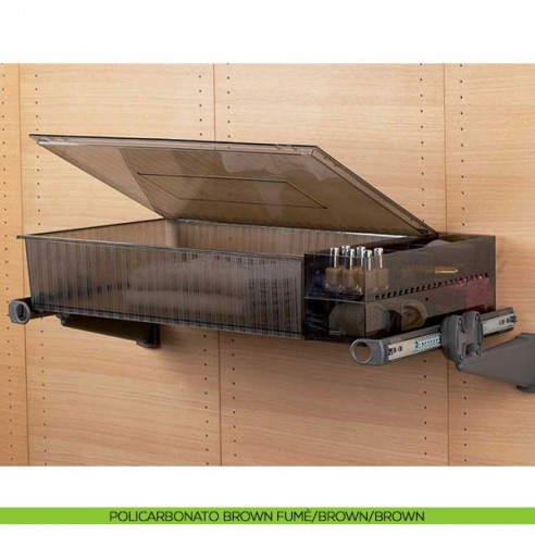 Cassetto con coperchio con telaio Plus e 2 Jolly Servetto Roomy policarbonato brown fumè brown brown