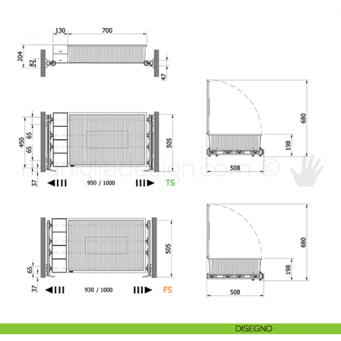 Cassetto con coperchio con telaio Plus e 2 Jolly Servetto Roomy disegno