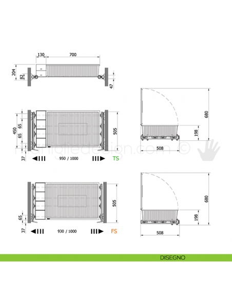 Cassetto con coperchio con telaio Plus e 2 Jolly Servetto Roomy disegno