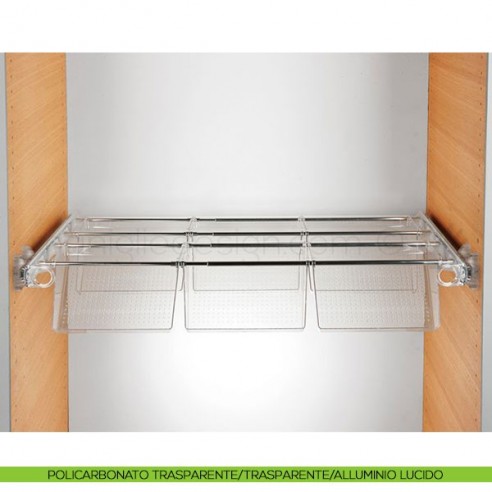 Portascarpe estensibile estraibile Servetto Plus per armadio policarbonato trasparente trasparente alluminio lucido