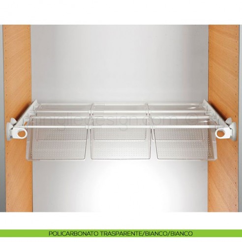 Portascarpe estensibile estraibile Servetto Plus per armadio policarbonato trasparente bianco bianco