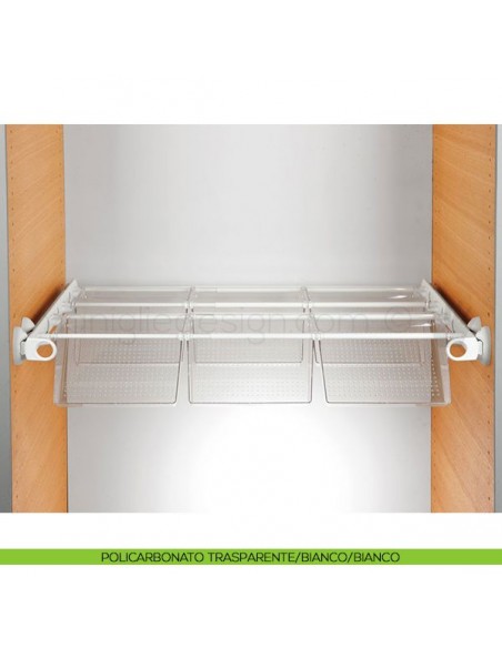 Portascarpe estensibile estraibile Servetto Plus per armadio policarbonato trasparente bianco bianco