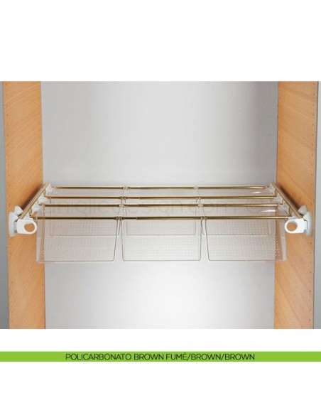 Portascarpe estensibile estraibile Servetto Plus per armadio policarbonato trasparente bianco ottonato