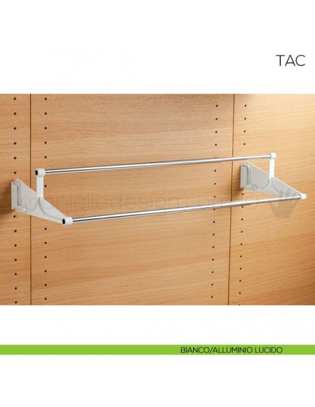 Portascarpe estensibile Servetto Tac per armadio e cabina armadio bianco alluminio lucido