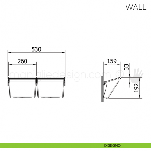Portascarpe a muro Servetto Wall con 2 vaschette disegno