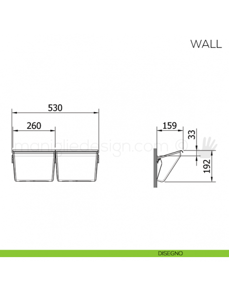 Portascarpe a muro Servetto Wall con 2 vaschette disegno