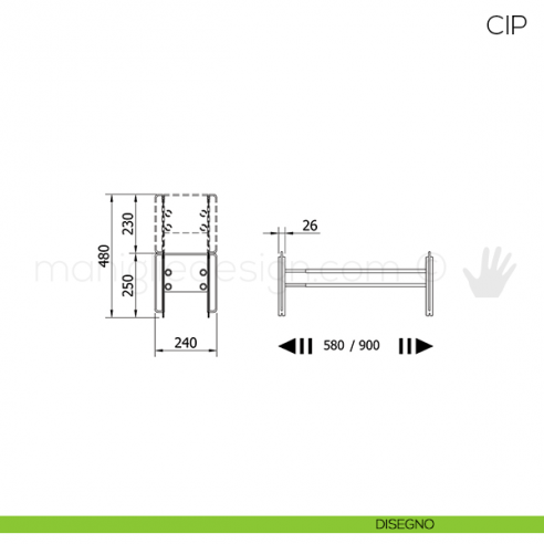 Portascarpe estensibile impilabile Servetto Cip disegno