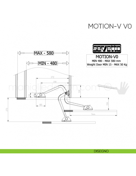 Sistema complanare per armadio Servetto Motion-V V0 disegno