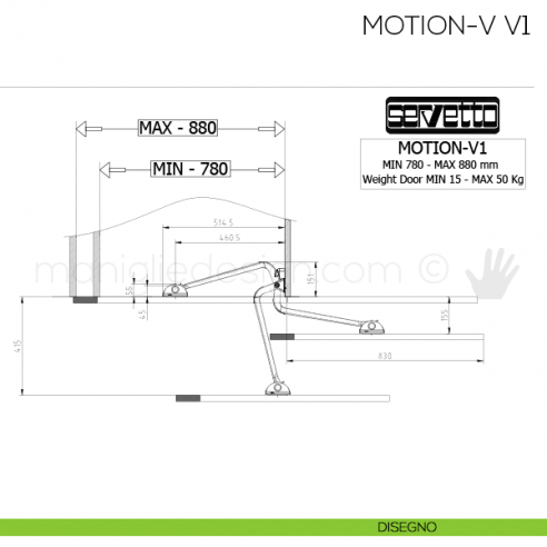 Sistema complanare per armadio Servetto Motion-V V1 disegno